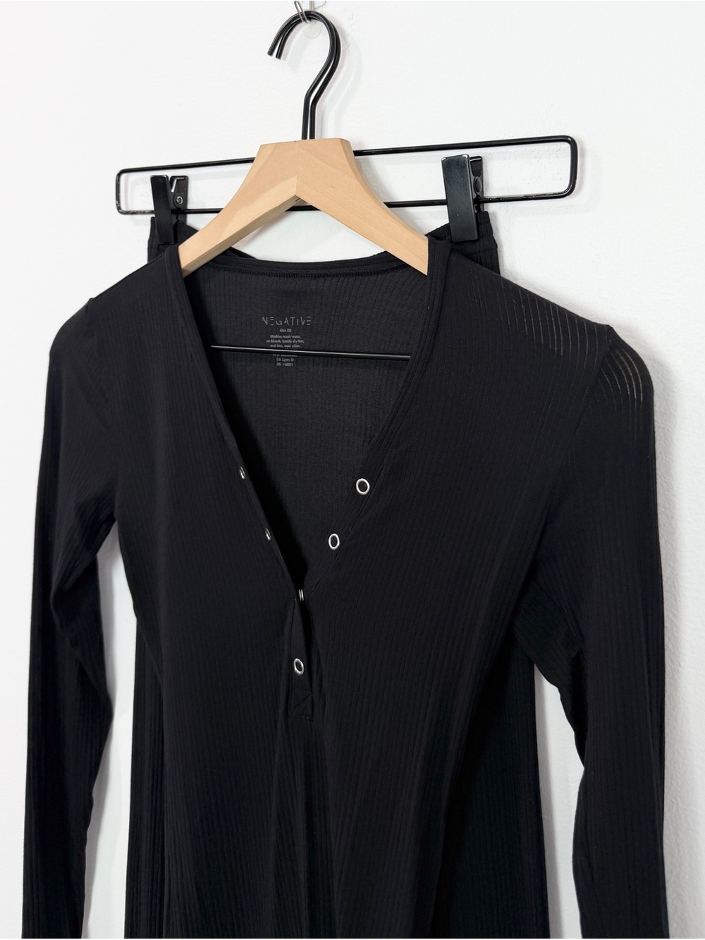 Negative Underwear Whipped Henley Pajama Set in Black Top and Bottom XS - Picture 4 of 10